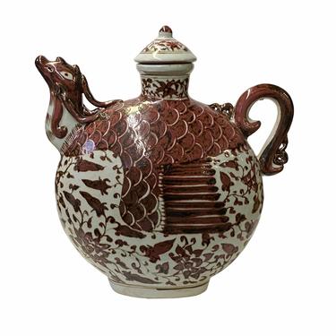 Chinese Off White Brick Blood Red Birds Shape Theme Vase Jar ws1666E 