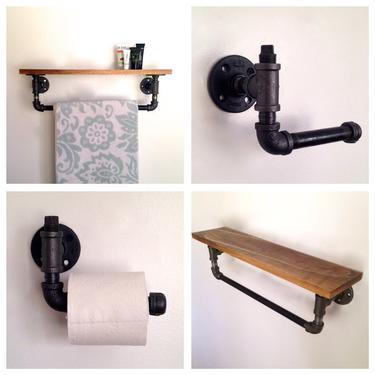 Amber Street Bathroom Set // Towel Rack &amp; Toilet Paper Holder // Bathroom Accessories Set 