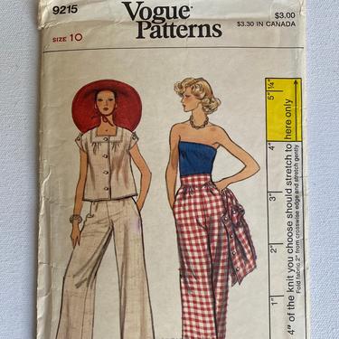 70's Vintage Vogue 9215 Sewing Pattern, Pants, Short Sleeve Jacket, Tube Top, Size 10, Bust 32.5&quot; 