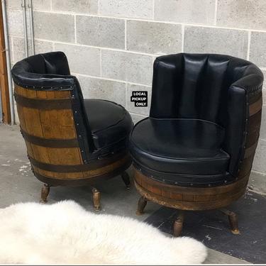 LOCAL PICKUP ONLY ———— Vintage Whiskey Barrel Chairs 
