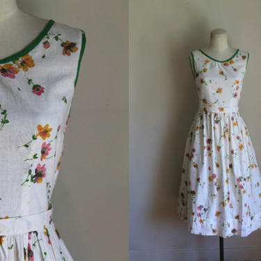 Vintage 1950s Floral cotton Sundress / S 