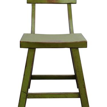 Distressed Lime Green Short Chair Stool with Back cs2255E 