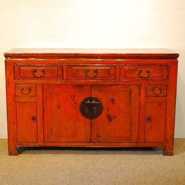 13200 Antique Chinese Orange/Black Lacquer Sideboard, circa 1860