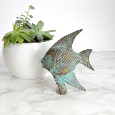 Metal Fish Statue Tropical Fish Figurine Coastal Marine Decor by PursuingVintage1