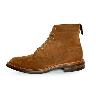 TRICKER’S BROWN SUEDE WINGTIP LACE UP BOOTS