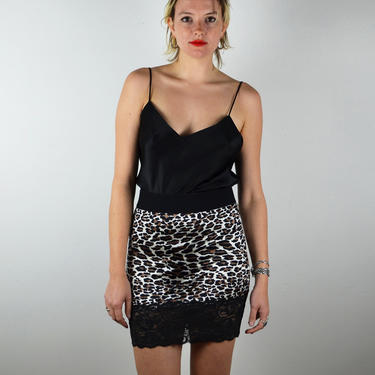 Vintage 80s 70s Vanity Fair Leopard Print Girdle Skirt / Garter Belt with Garters / Corset / Mini Skirt / Medium Small 1980s 1970s Lace Slip 