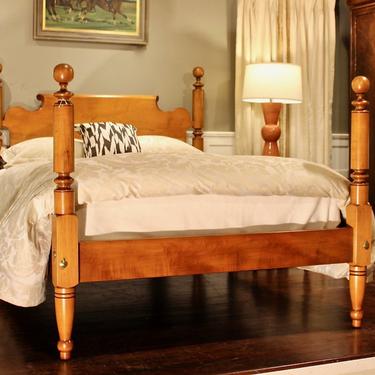 Cannonball Bed in Maple, Original Posts Circa 1830, Resized to Queen