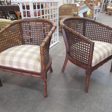 Pair of Caneback  Barrel Chairs