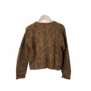 Vintage Fiorlini Mottled Brown Mohair Blend Cropped Sweater, Size Medium 