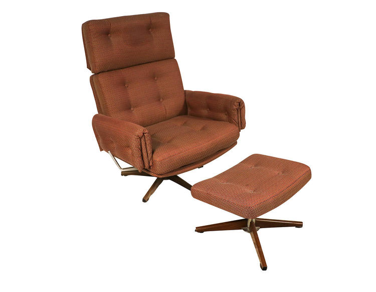 Mid Century Lounge Chair and Ottoman 