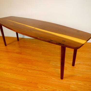 Mid Century Modern Coffee Table/ Surfboard Table / Danish Modern / Modern Decor/ Eames Era / Atomic Era / Walnut 