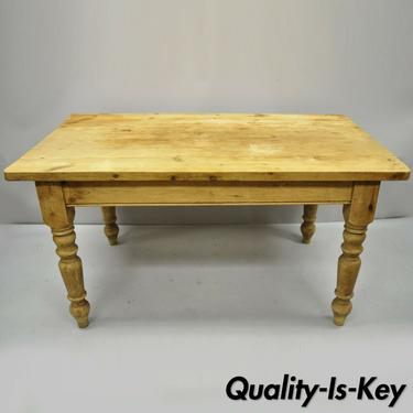 French Country Rustic Primitive Pine Wood Dining Farm Work Breakfast Table