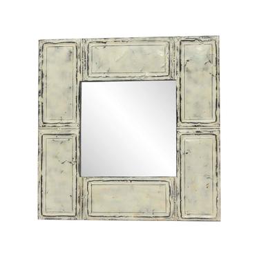 Antique Cream Color Ceiling Tin Crafted Square Wall Mirror