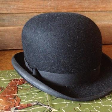 Ladies Black Bowler Derby Hat, Made in London, Lock and Co Hatters 