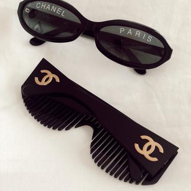 Vintage Iconic CHANEL PARIS Logo Vintage Chanel 01946 / 1993 Black Frames  Sunglasses !!, Moonstone Vintage