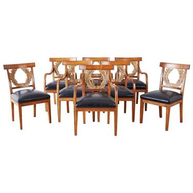 Set of Eight Neoclassical Laurel Wreath Dining Chairs by ErinLaneEstate