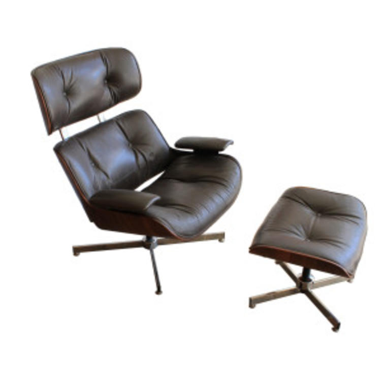 Mid Century Eames Style Lounge Chair and Ottoman