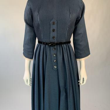 1950's Navy Blue Button Dress