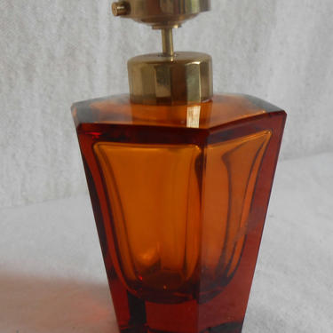 Vintage Cut Glass Amber Perfume Bottle by Irice 