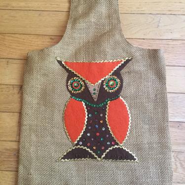Vintage Felt &amp; Sequins OWL Bag Purse 