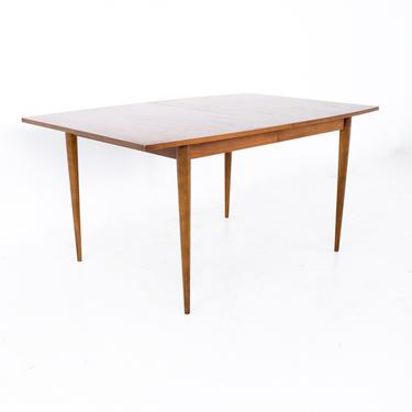 Broyhill Sculptra Mid Century Walnut Surfboard Expanding Dining Table with 2 Leaves - mcm 
