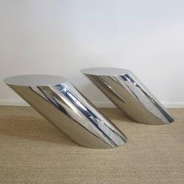 J. Wade Beam for Brueton Pair Large Zephyr tables in polished steel