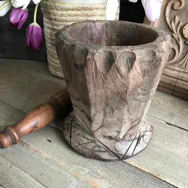 Ancient French Mortar Bowl, Folk Art, Handmade Primitive Rustic Bowl, Rustic Farmhouse, Farm Table, Cuisine 