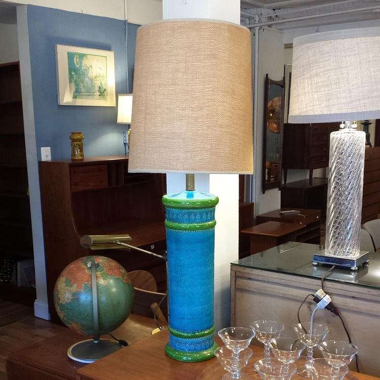 Blue and Green Bitossi Style Table Lamp