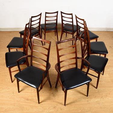 Set of 10 Danish Rosewood Koefoeds Hornslet (2 Arm + 8 Side) Dining Chairs