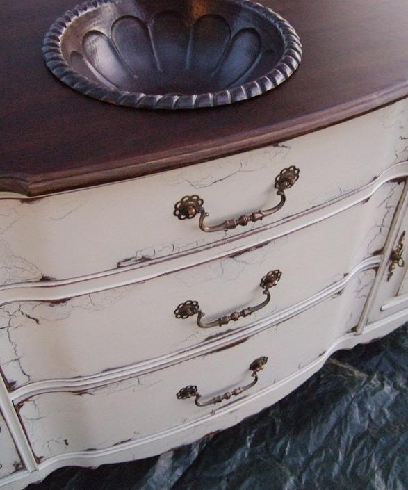 Antiqued French Country Bathroom Vanity, French Country Bathroom Vanity
