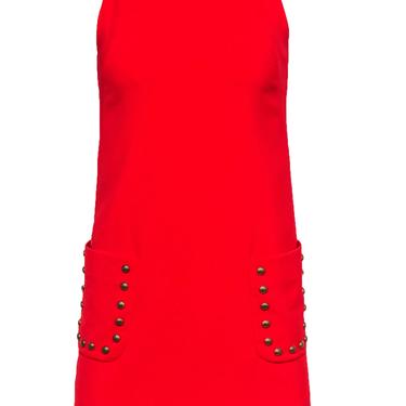 Amanda Uprichard - Red Mini Sheath Dress w/ Studded Pockets Sz P