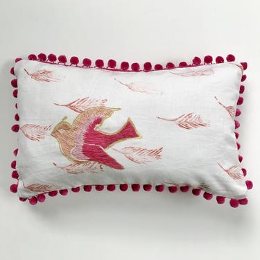 Embroidered Dove Pillows in Pinks