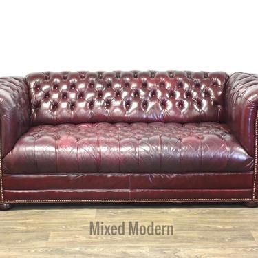 Red Leather Chesterfield Sofa 