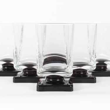 Vintage Glassware, Mid Century Glassware, Luminarc Glassware, Luminarc, Wine Glassware, Wine Glasses,Black Glassware,Wine Glassware Set of 6 