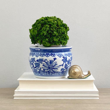 Small Chinoiserie Planter Blue White Indoor Ceramic Chinese Plant Pot 