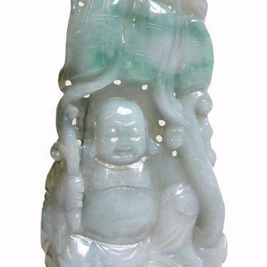 Chinese Jade Carved Happy Buddha Ornament Display s2237E 