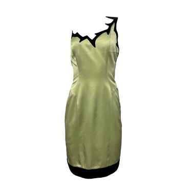 Mugler Lime Green  Silk Thorn Shoulder Dress