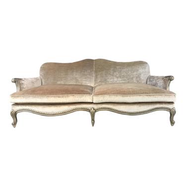 Caracole Transitional Silver and Taupe Velvet Sofa