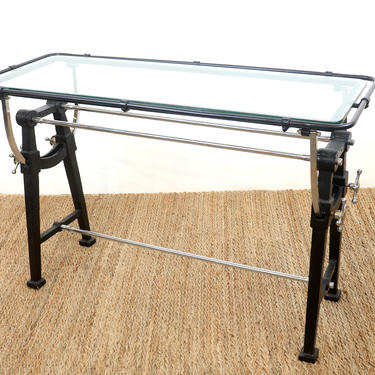 Industrial Style Glass Top Console Table