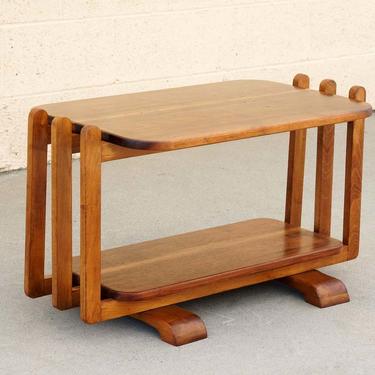 Streamline Modern Oak Side Table in the Style of Gilbert Rohde