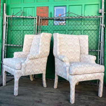 Mid century High Back Wingback Chairs A Pair