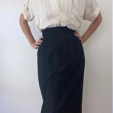 vintage black italian wool pencil skirt medium 