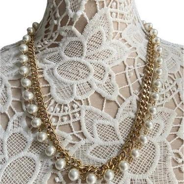 Gold- tone Faux Pearl Necklace 