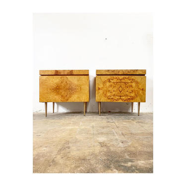 Pair Mid Century Burlwood Lane Nightstands or End Table Commodes 
