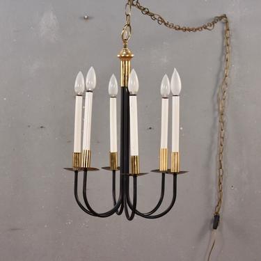 Black &amp; Brass Candelabra Swag Lamp