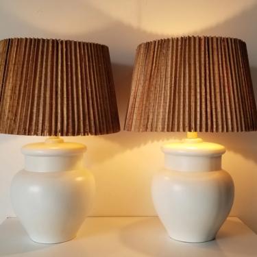 Vintage Lotte and Gunnar Style Matt White Table Lamps - a Pair. 