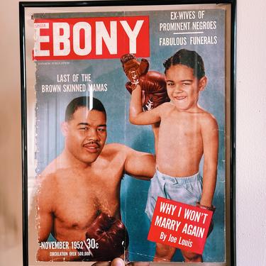 Vintage Framed Ebony Magazine Joe Louis Cover (November 1952)