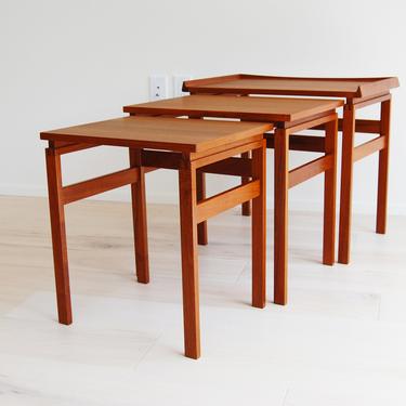 Danish Modern Moreddi Teak Nesting Tables Made in Denmark 