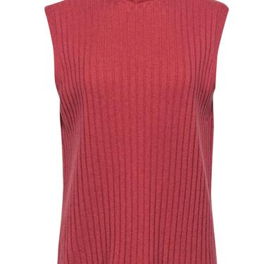 Lafayette 148 - Salmon Pink Sleeveless Cashmere Turtleneck Sweater Sz L