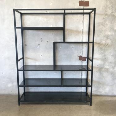 Metal Etagere with Smoked Glass Shelves